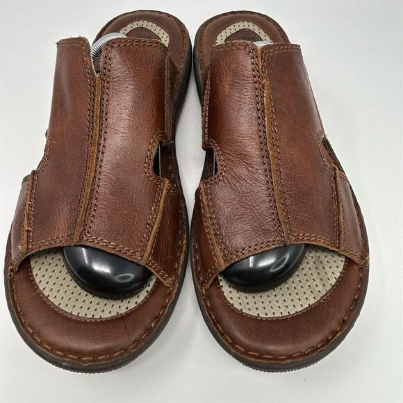 Born Men\'s Brown Leather Slide Sandals Size 13M Casual Summer Comfort Quality main image 12